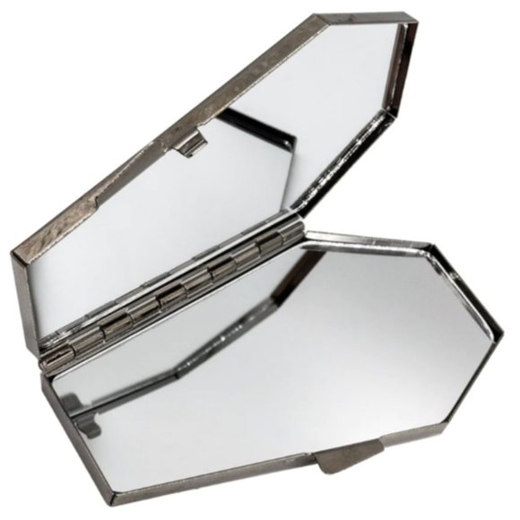 ALMOST GONE! Skull n Crossbones Coffin Shape Standing Compact Makeup Mirror NEW - Picture 2 of 3